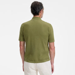 Men's Short Sleeve Striped Button Through Sweater Polo