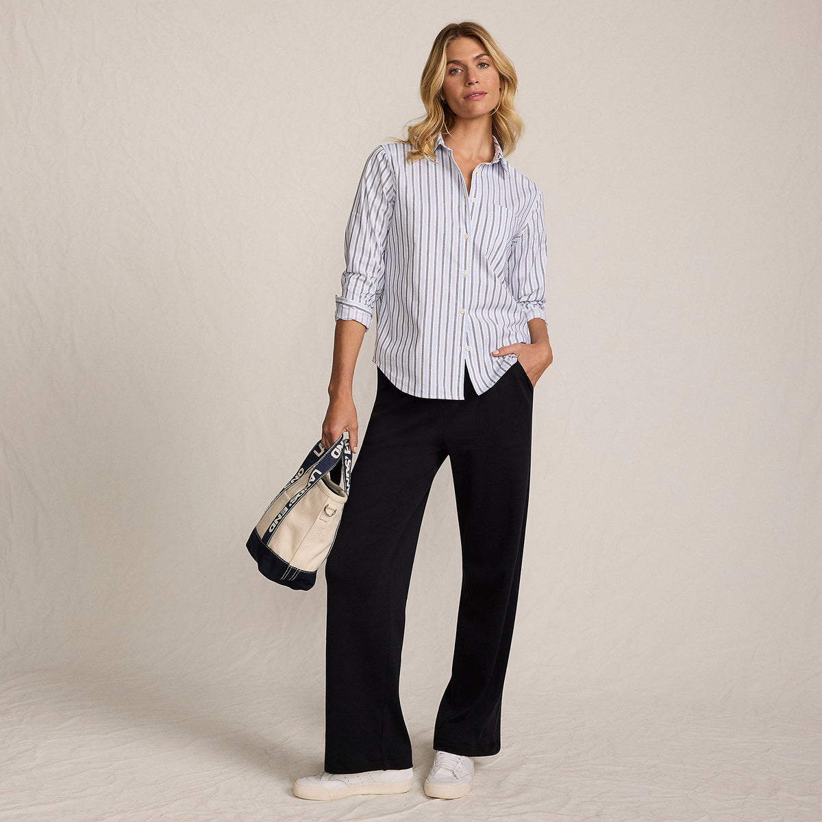 Women's Sport Knit High Rise Pull On Relaxed Straight Leg Pants