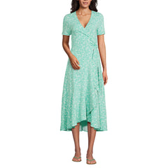 Women's Petite Cotton Modal Vneck Wrap Midi Dress