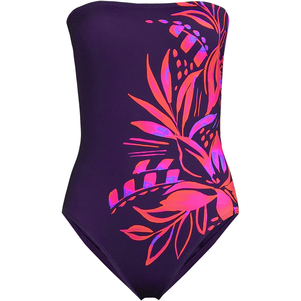 Women's Chlorine Resistant Bandeau High Leg Strappy One Piece Swimsuit
