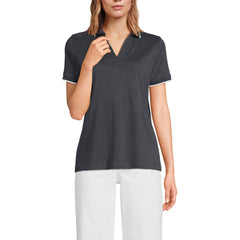 Women's Supima Short Sleeve Tipped Johnny Collar Polo Shirt