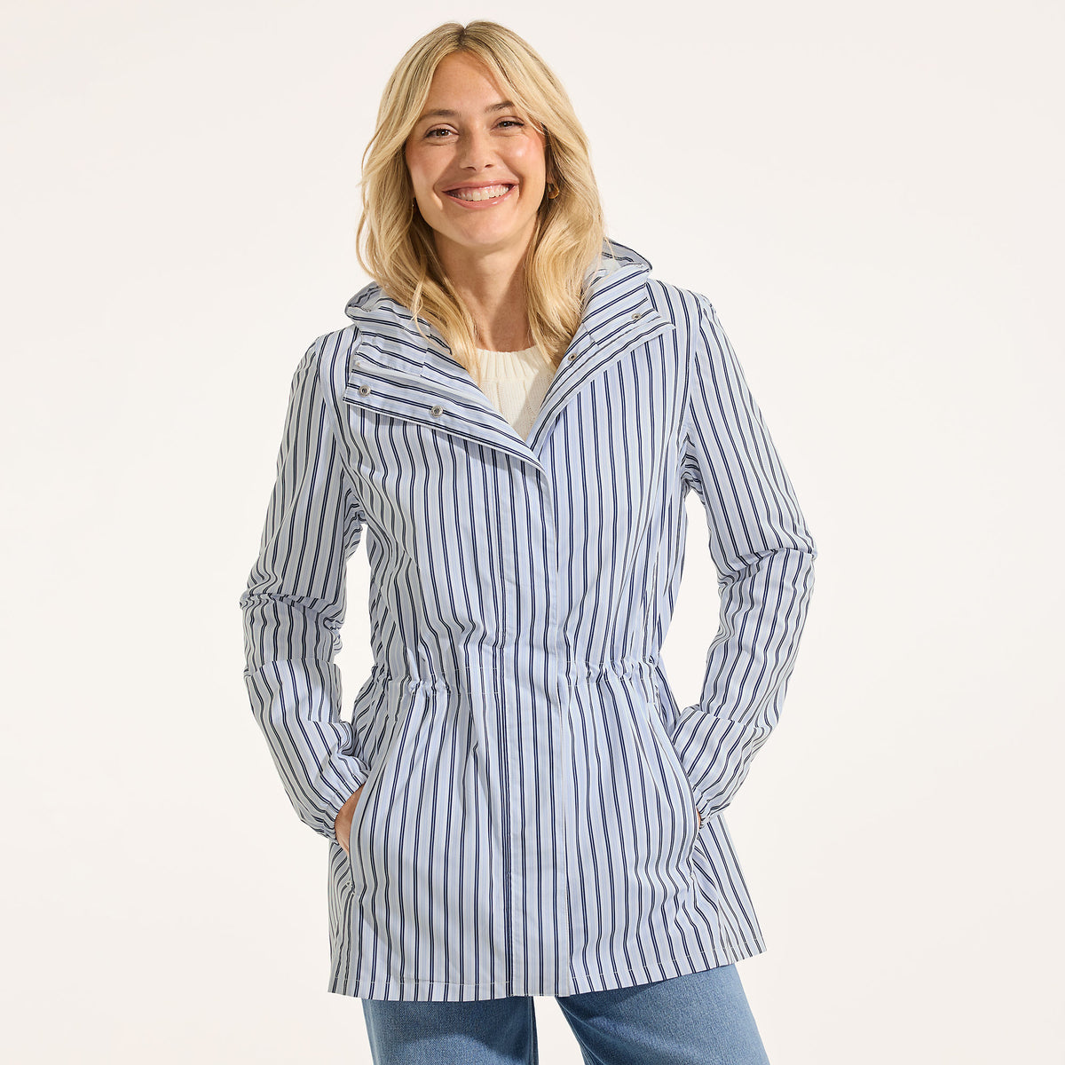 Women's Print Waterproof Hooded Packable Raincoat