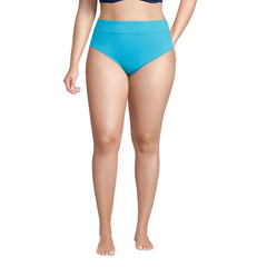 Women's Plus Size Chlorine Resistant High Leg High Waisted Bikini Swim Bottoms