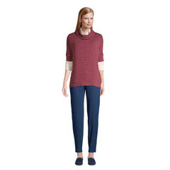 Women's Petite Super Soft Elbow Sleeve Cowl Neck Pullover Top