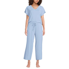 Women's Cooling Pajama Set - Short Sleeve Top and Crop Pants