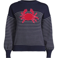 Women's Cotton Drifter Novelty Jacquard Crew Neck Sweater