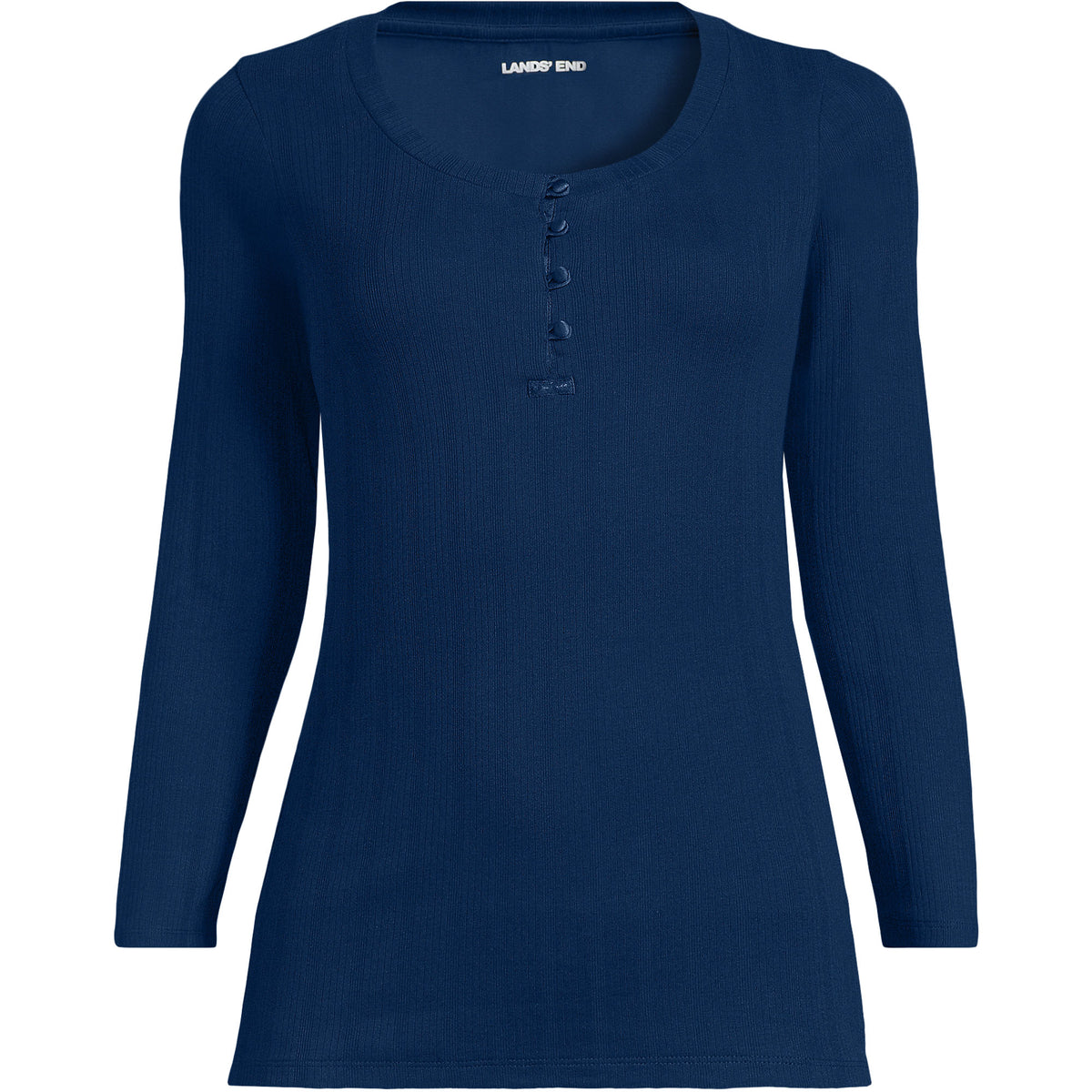 Women's 3/4 Sleeve Variegated Micro Rib Henley