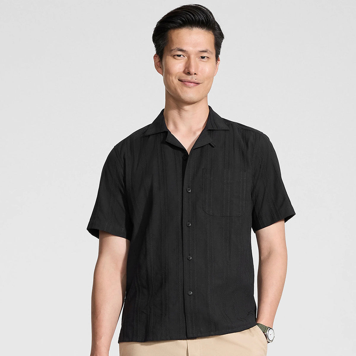 Men's Textured Camp Collar Shirt