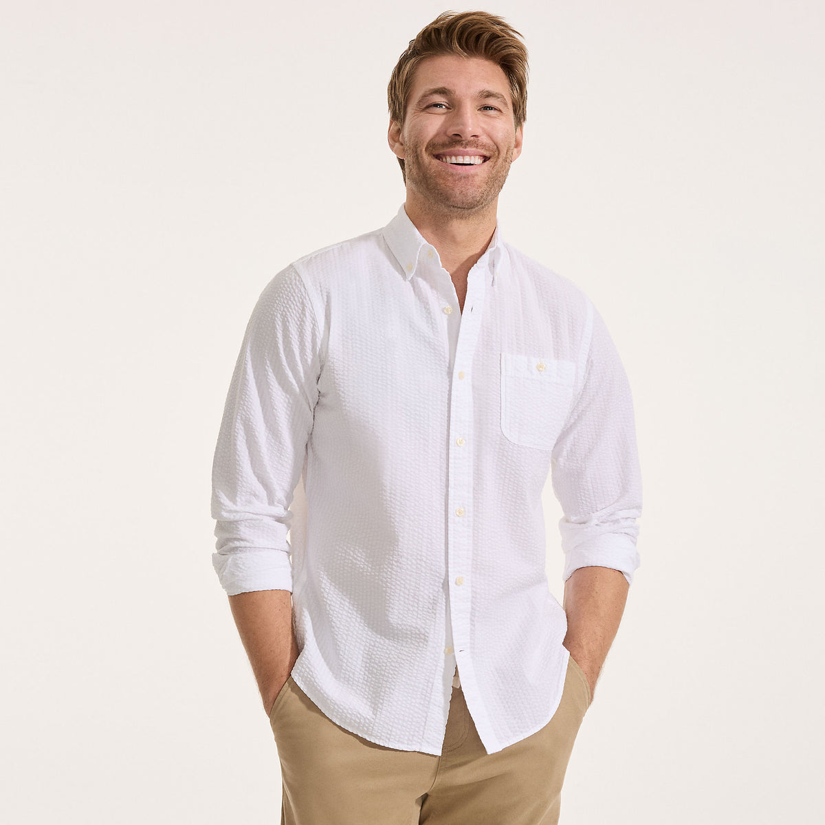 Men's Tall Long Sleeve Seersucker Shirt