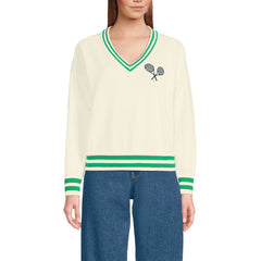 Women's Drifter Varsity Vneck Sweater with Crest