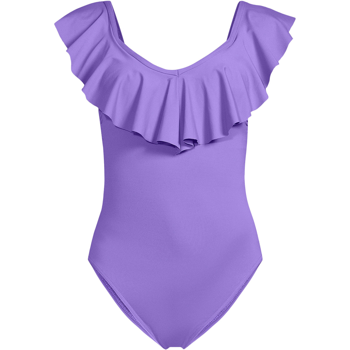 Women's Ruffle V-neck High Leg One Piece Swimsuit
