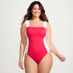 Women's Plus Size Square Neck High Leg One Piece Swimsuit