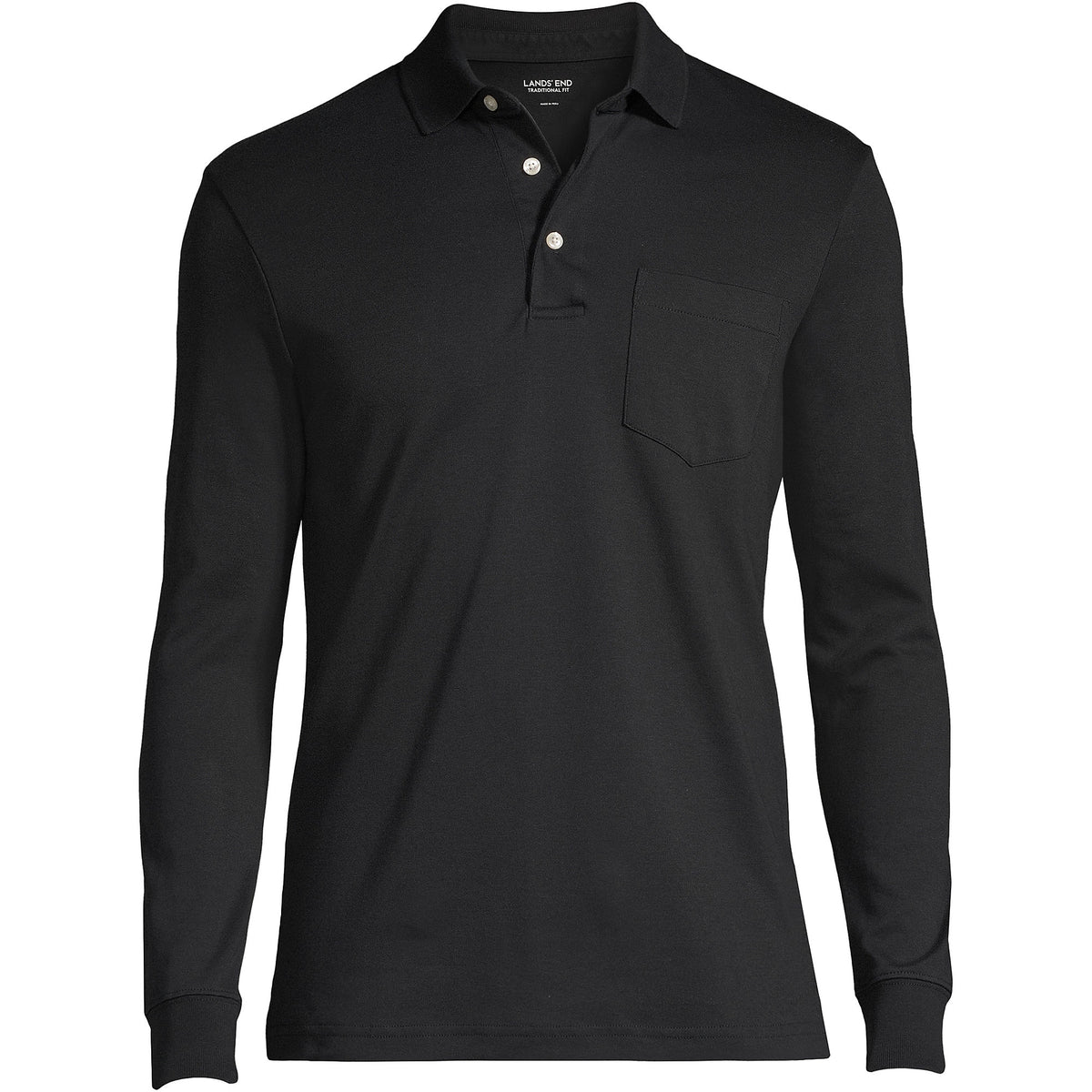 Men's Long Sleeve Cotton Supima Polo Shirt with Pocket