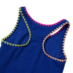 Girls Chlorine Resistant Embroidered One Piece Swimsuit