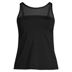 Women's Long Chlorine Resistant Smoothing Control Mesh High Neck Tankini Swimsuit Top