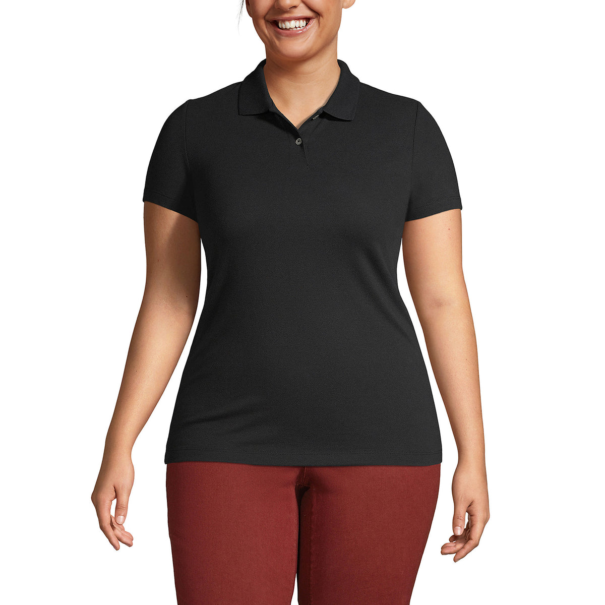 Women's Plus Size Short Sleeve Basic Mesh Polo Shirt