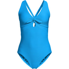Women's Ribbed Knot Front One Piece Swimsuit