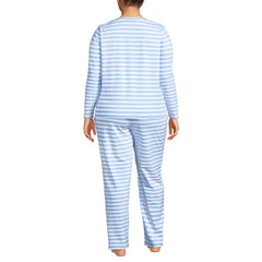 Women's Plus Size Knit 2 Piece Pajama Set - Long Sleeve Top and Pants
