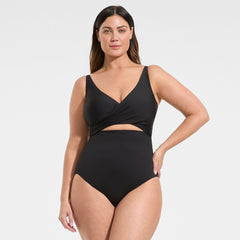 Women's Plus Size Wrap Monokini High Leg One Piece Swimsuit