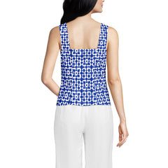Women's Poplin Princess Seam Square Neck Sleeveless Top