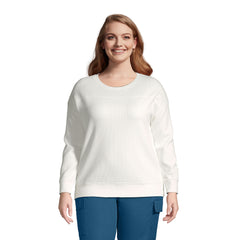 Women's Plus Size Long Sleeve Waffle Crewneck Top