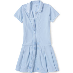 Girls Adaptive Short Sleeve Mesh Polo Dress at the Knee