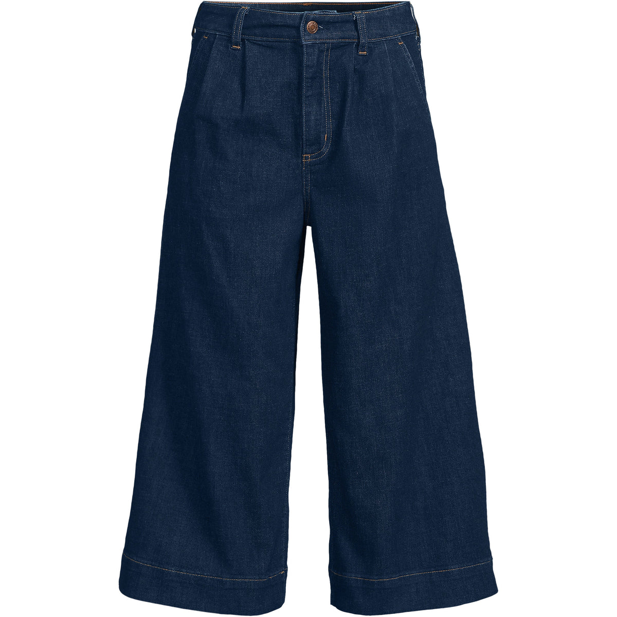 Women's Petite Denim Mid Rise Wide Leg Culotte Jeans