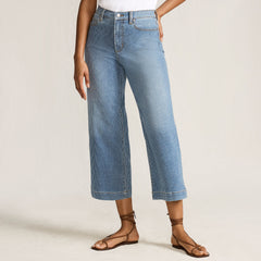 Women's Petite Recover Denim High Rise Wide Leg Crop Jeans