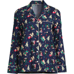 Women's Plus Size Long Sleeve Print Flannel Pajama Top