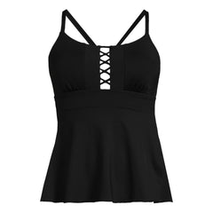 Women's Lace-up Flutter Tankini Swimsuit Top