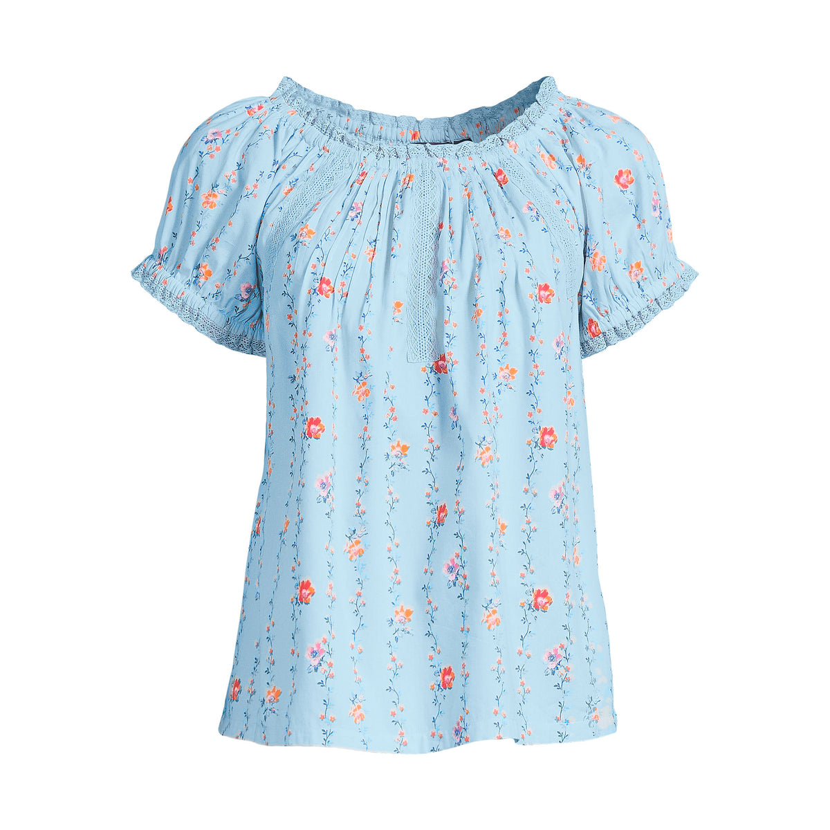 Women's Cotton Voile Pintuck Trim Blouse