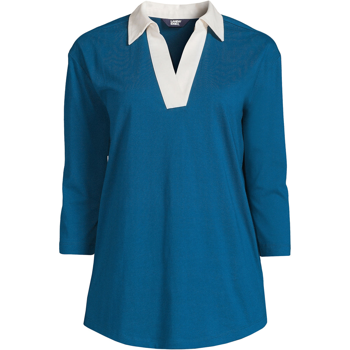 Women's Petite 3/4 Sleeve Super T Collared Popover Tunic