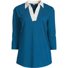Women's Petite 3/4 Sleeve Super T Collared Popover Tunic