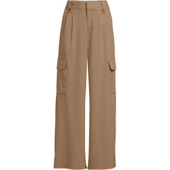 Women's Plus Size Soft Polish Cargo High Rise Wide Leg Pants