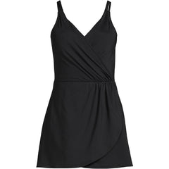 Women's D-Cup Chlorine Resistant Tulip Wrap Swim Dress One Piece Swimsuit