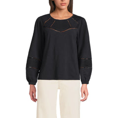Women's Long Sleeve Slub Pintuck Top