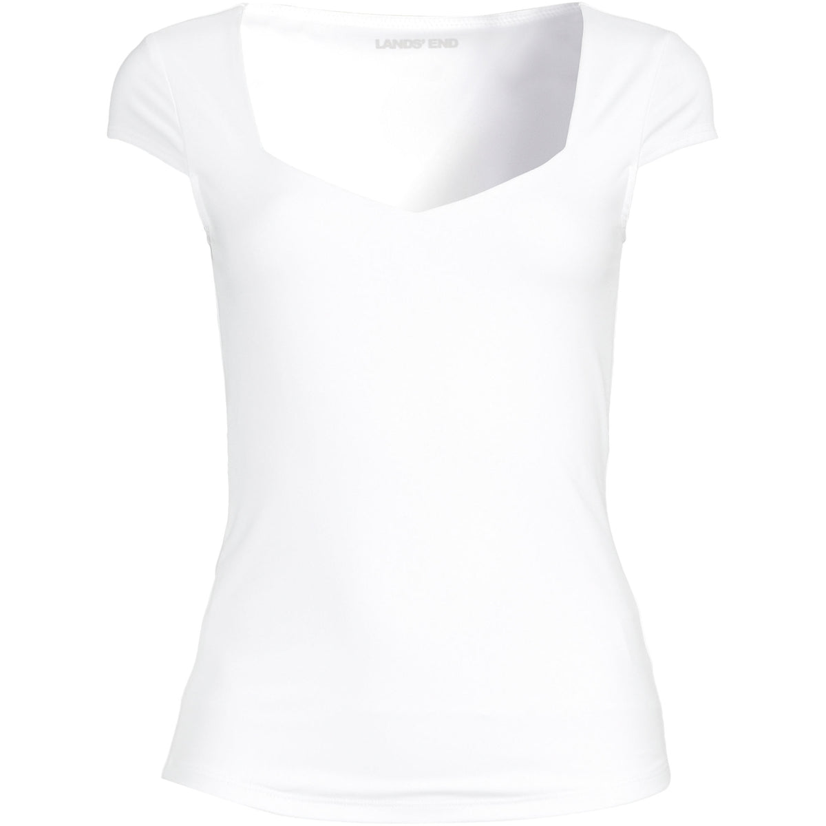 Women's Cap Sleeve Tugless Double Layer Sweetheart Knit Top