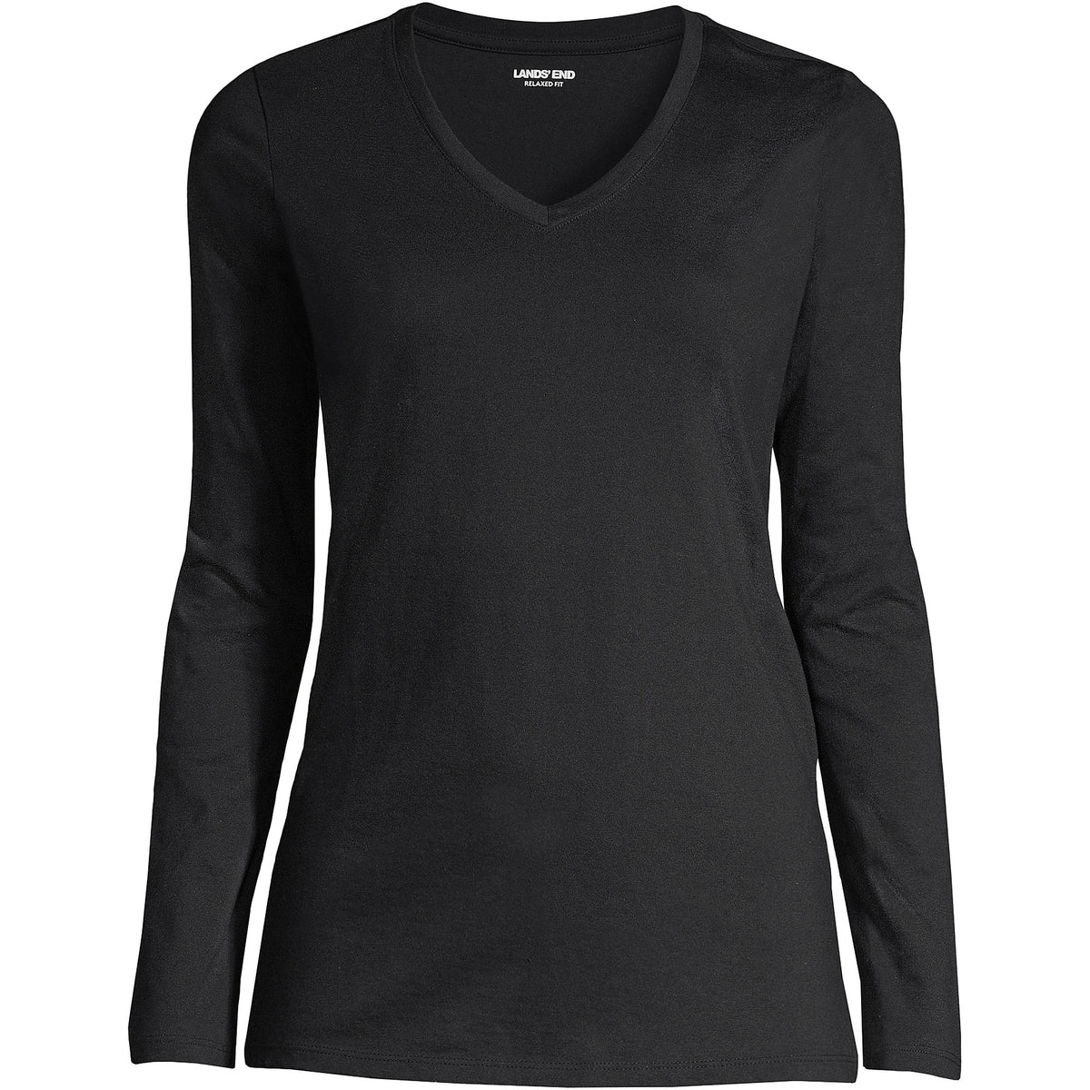 Petite Supima Cotton Long Sleeve V-Neck T-Shirt