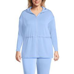 Women's Plus Size Cupro Long Sleeve Full Zip Tunic Hoodie