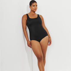 Women's Plus Size Tummy Control Tugless Low Leg One Piece Swimsuit
