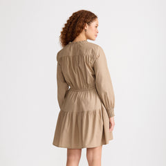 Women's Long Sleeve Cotton Poplin Mini Popover Dress
