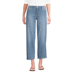Women's Petite Soft Denim Mid Rise Relaxed Straight Crop Jeans