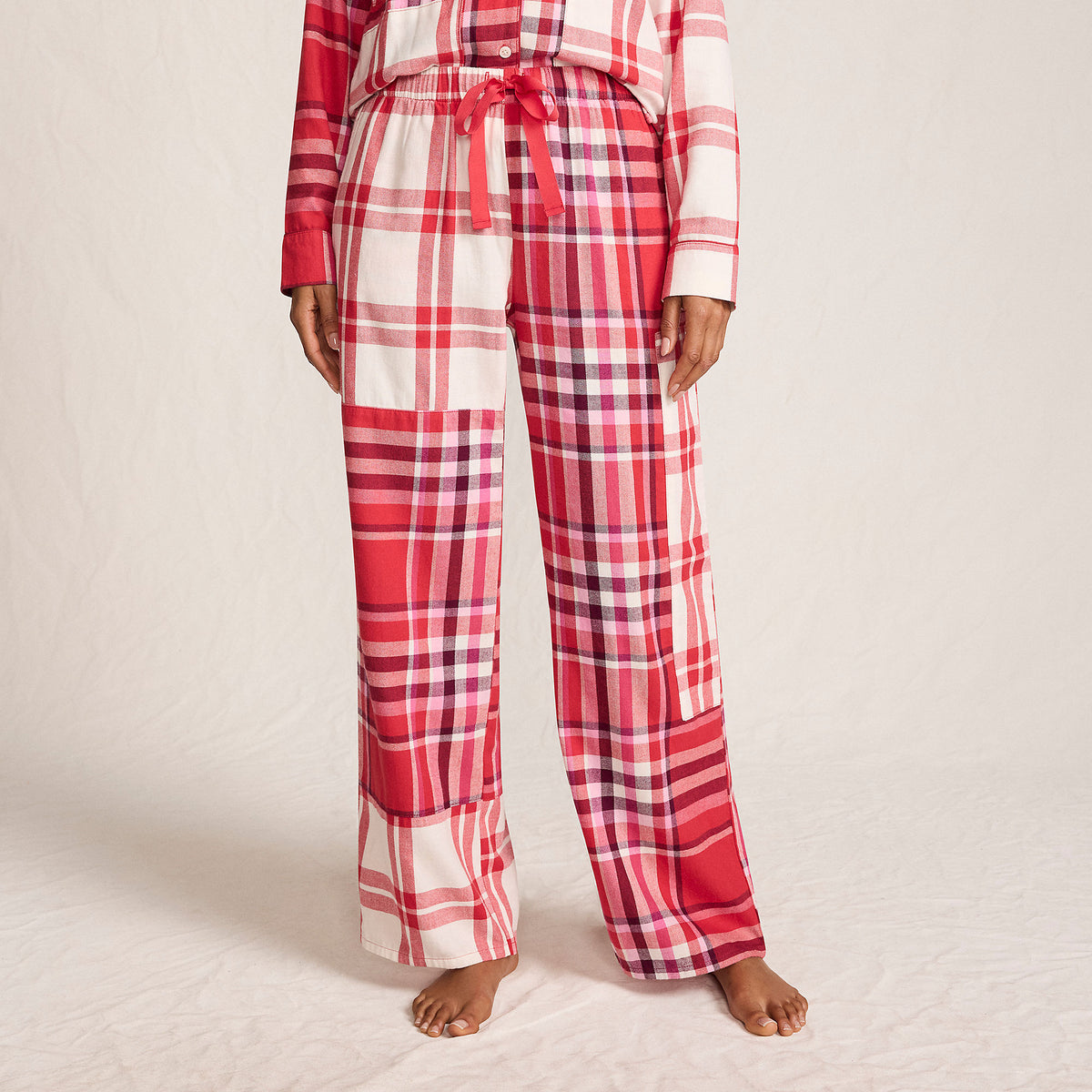 Women's Flannel Patchwork Wide Leg Sleep Pants