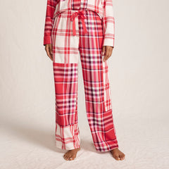 Women's Flannel Patchwork Wide Leg Sleep Pants