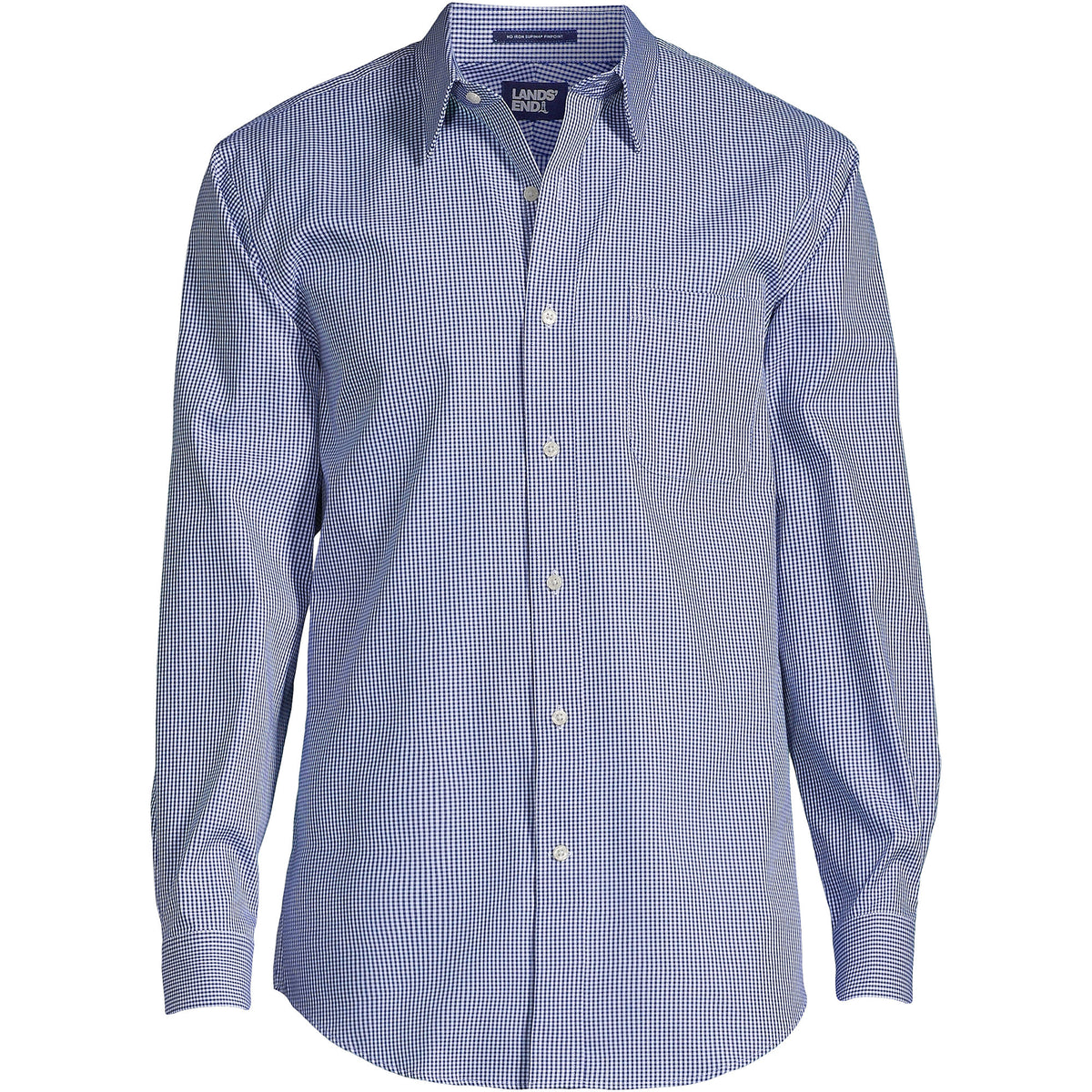 Men's Big and Tall Pattern No Iron Supima Pinpoint Straight Collar