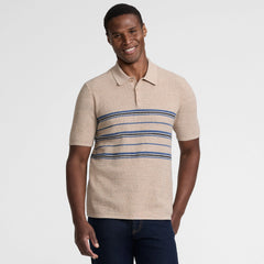 Men's Short Sleeve Texture Stitch Sweater Polo