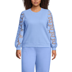 Women's Plus Size Serious Sweats Lace Sleeve Sweatshirt
