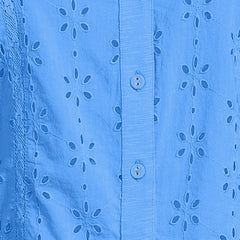 Women's Plus Size Short Sleeve Mixed Media Eyelet Top