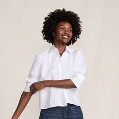 Women's Boxy Cropped No Iron Pintuck Shirt