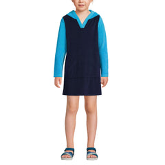 Kids Long Sleeve Hooded Front Pocket Terry Cloth Swimsuit Cover-Up